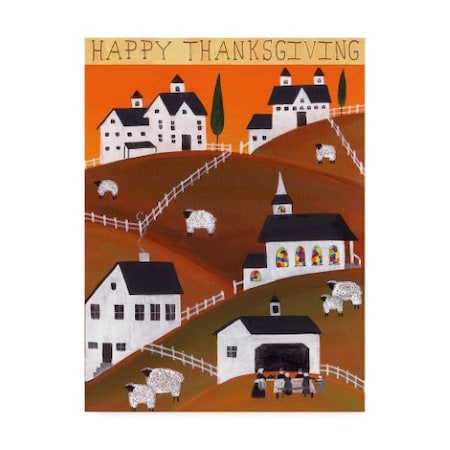 Cheryl Bartley 'Pilgrim And Sheep Happy Thanksgiving' Canvas Art,35x47